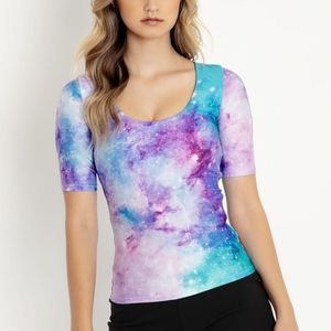Last chance! Galaxy Fairyland Short Sleeve Scoop Top Blackmilk
